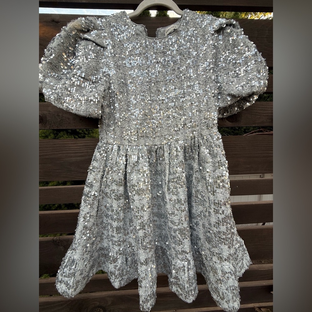 English Factory Silver Sequin Dress